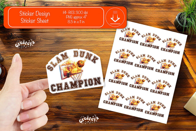 Basketball Stickers PNG printable stickers Print and cut stickers png Sublimation Createya Design 