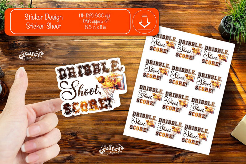 Basketball Stickers PNG printable stickers Print and cut stickers png Sublimation Createya Design 