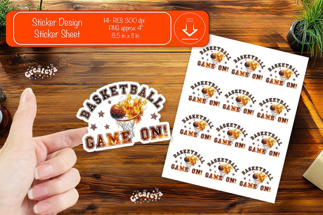 Basketball Stickers PNG printable stickers Print and cut stickers png Sublimation Createya Design 