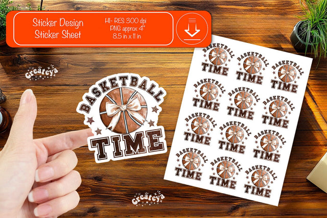 Basketball Stickers PNG printable stickers Print and cut stickers png Sublimation Createya Design 