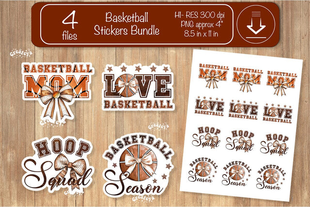 Basketball Stickers PNG printable stickers Print and cut stickers png Sublimation Createya Design 