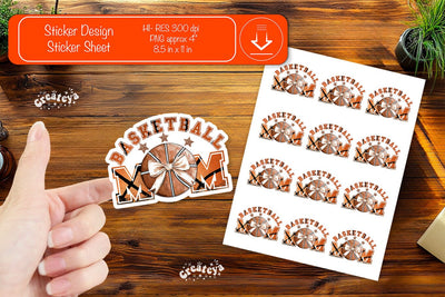 Basketball Stickers PNG printable stickers Print and cut stickers png Sublimation Createya Design 