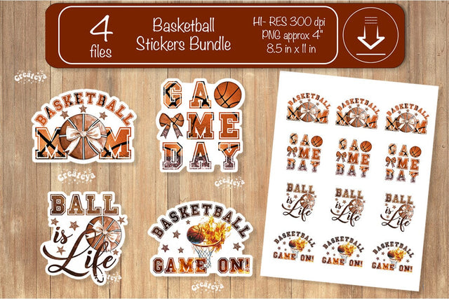 Basketball Stickers PNG printable stickers Print and cut stickers png Sublimation Createya Design 