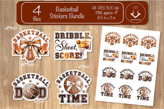 Basketball Stickers PNG printable stickers Print and cut stickers png Sublimation Createya Design 
