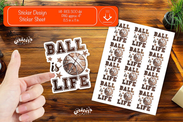 Basketball Stickers PNG printable stickers Print and cut stickers png Sublimation Createya Design 