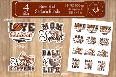 Basketball Stickers PNG printable stickers Print and cut stickers png Sublimation Createya Design 