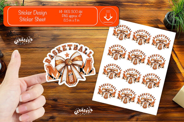Basketball Stickers PNG printable stickers Print and cut stickers png Sublimation Createya Design 