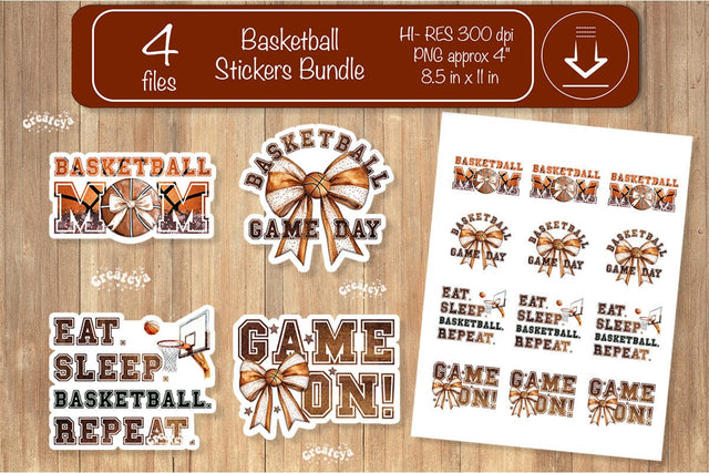 Basketball Stickers PNG printable stickers Print and cut stickers png Sublimation Createya Design 