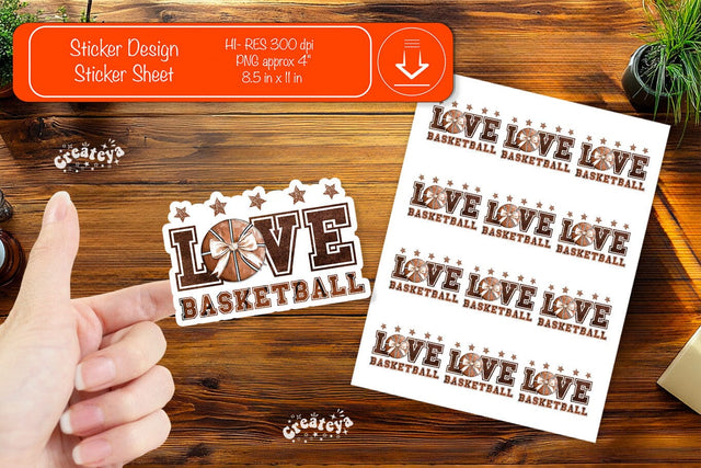 Basketball Stickers PNG printable stickers Print and cut stickers png Sublimation Createya Design 
