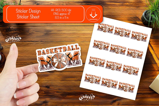 Basketball Stickers PNG printable stickers Print and cut stickers png Sublimation Createya Design 
