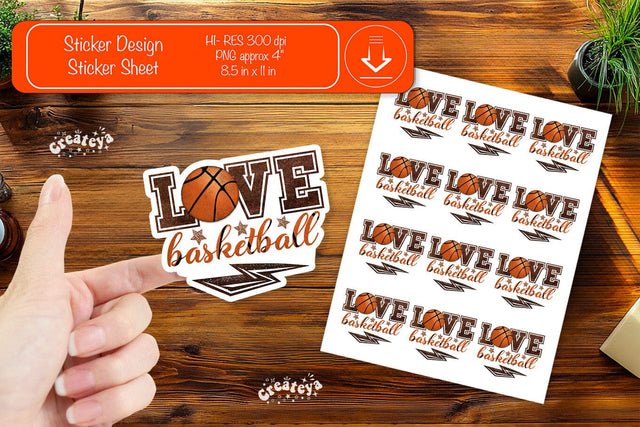 Basketball Stickers PNG printable stickers Print and cut stickers png Sublimation Createya Design 