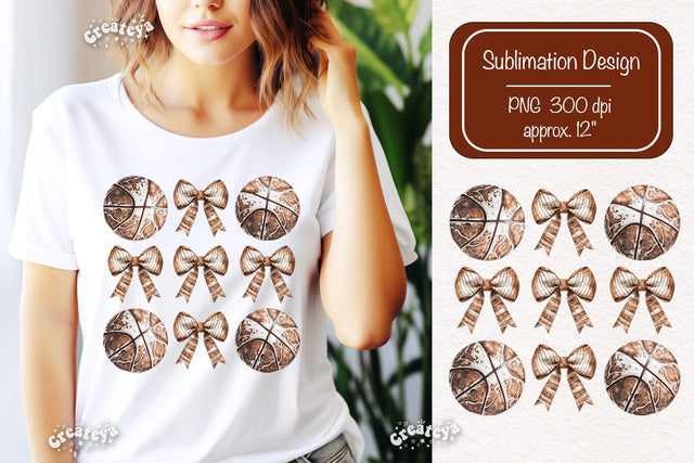 Basketball sublimation t-shirt design Basketball Bow png clipart Sublimation Createya Design 