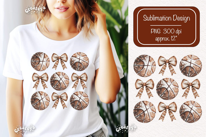 Basketball sublimation t-shirt design Basketball Bow png clipart Sublimation Createya Design 