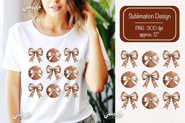 Basketball sublimation t-shirt design Basketball Bow png clipart Sublimation Createya Design 