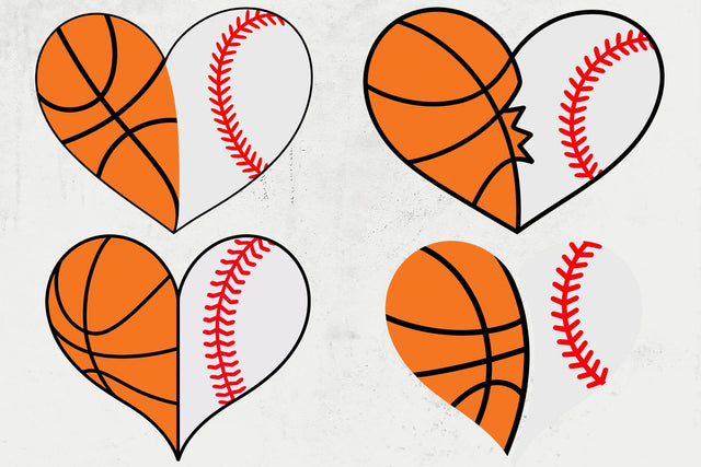 Basketball SVG, Baseball SVG, Half Heart SVG, Half Sports svg, Basketball Heart svg SVG DesignDestine 