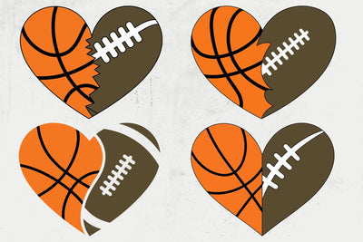 Basketball SVG, Football SVG, Basketball Heart SVG, Football Heart svg SVG DesignDestine 