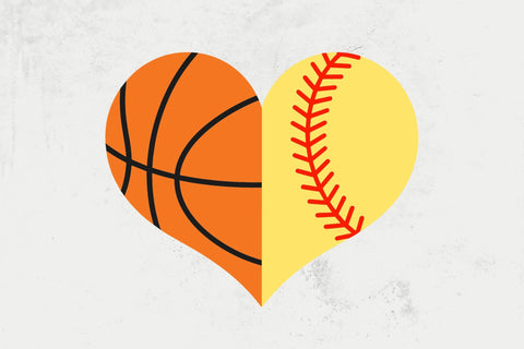 Basketball SVG - Softball SVG - Half Heart SVG - Half Sports svg SVG DesignDestine 