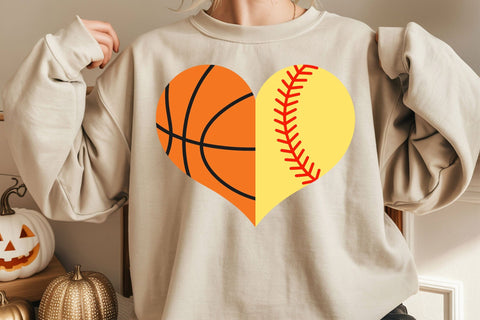 Basketball SVG - Softball SVG - Half Heart SVG - Half Sports svg SVG DesignDestine 