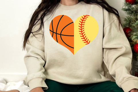 Basketball SVG - Softball SVG - Half Heart SVG - Half Sports svg SVG DesignDestine 