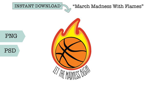 Basketball SVG/Sublimation-March Madness Flames SVG Sharia Morton Designs 