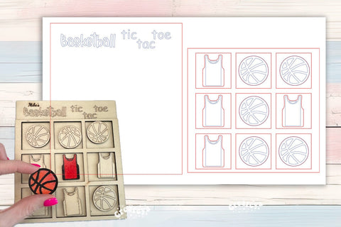 Basketball Tic Tac Toe Laser cut svg 3d laser engraving Glowforge SVG Createya Design 