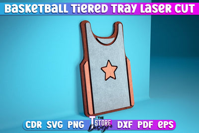 Basketball Tiered Tray Laser Cut | Tiered Tray Laser Cut Design | CNC Files SVG The T Store Design 