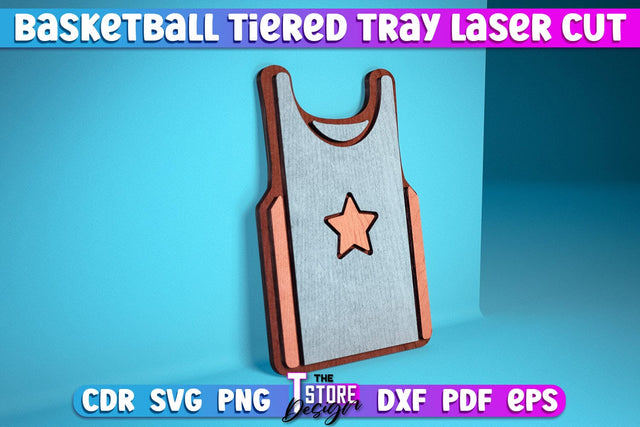 Basketball Tiered Tray Laser Cut | Tiered Tray Laser Cut Design | CNC Files SVG The T Store Design 