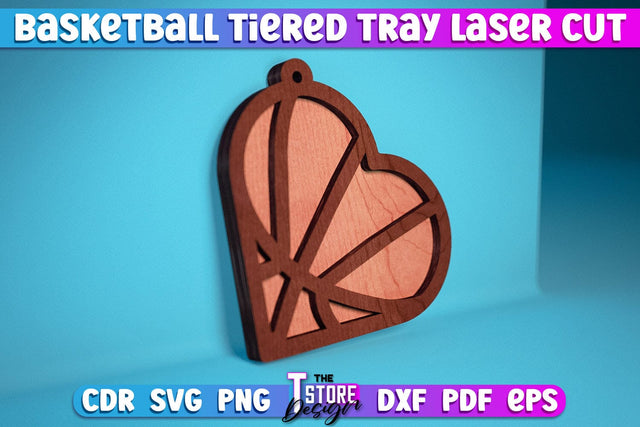 Basketball Tiered Tray Laser Cut | Tiered Tray Laser Cut Design | CNC Files SVG The T Store Design 