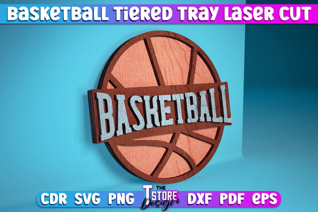 Basketball Tiered Tray Laser Cut | Tiered Tray Laser Cut Design | CNC Files SVG The T Store Design 