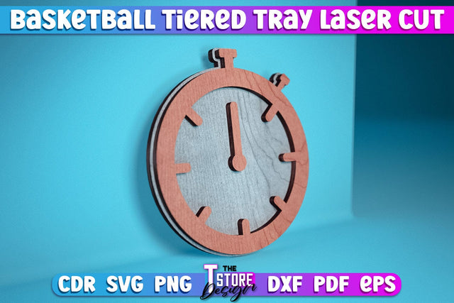 Basketball Tiered Tray Laser Cut | Tiered Tray Laser Cut Design | CNC Files SVG The T Store Design 