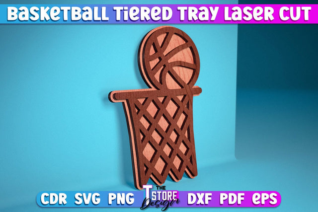 Basketball Tiered Tray Laser Cut | Tiered Tray Laser Cut Design | CNC Files SVG The T Store Design 