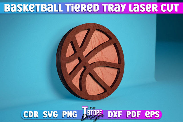 Basketball Tiered Tray Laser Cut | Tiered Tray Laser Cut Design | CNC Files SVG The T Store Design 
