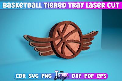 Basketball Tiered Tray Laser Cut | Tiered Tray Laser Cut Design | CNC Files SVG The T Store Design 