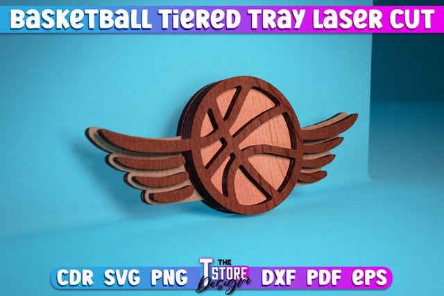Basketball Tiered Tray Laser Cut | Tiered Tray Laser Cut Design | CNC Files SVG The T Store Design 