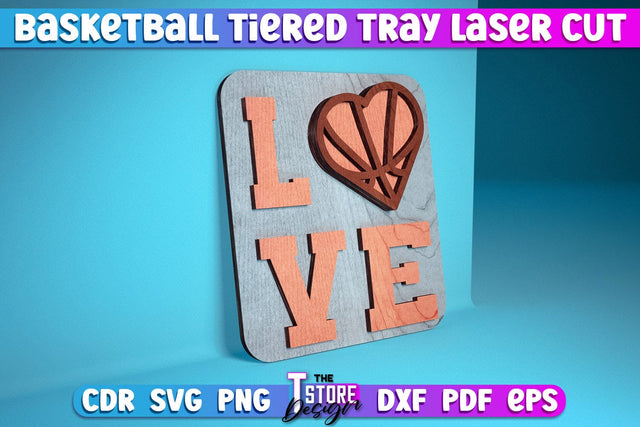 Basketball Tiered Tray Laser Cut | Tiered Tray Laser Cut Design | CNC Files SVG The T Store Design 