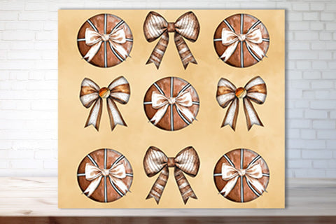 Basketball Tumbler Wrap Basketball Bow Seamless 20oz Skinny Tumbler Wrap PNG Retro Sublimation Design Sublimation Createya Design 