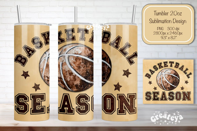 Basketball Tumbler wrap Basketball quote Seamless 20oz Skinny Tumbler Wrap PNG Retro Sublimation Design Sublimation Createya Design 
