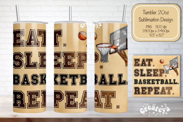 Basketball Tumbler wrap Basketball quote Seamless 20oz Skinny Tumbler Wrap PNG Retro Sublimation Design Sublimation Createya Design 