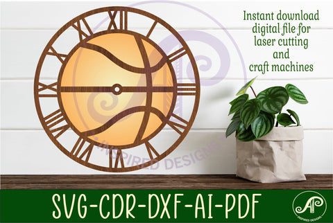 Basketball wall clock laser cut files, SVG file. vector SVG APInspireddesigns 