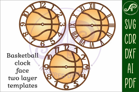 Basketball wall clock laser cut files, SVG file. vector SVG APInspireddesigns 