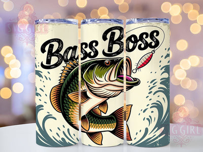 Bass Boss Fishing 20oz Tumbler, Bass Boss Tumbler, Fishing Mug Design, Angler Cup Style, Sport Fishing Drinkware, Freshwater Catch Humor, Rustic Outdoor Pattern, Dynamic Fish Artwork Sublimation SvggirlplusArt 