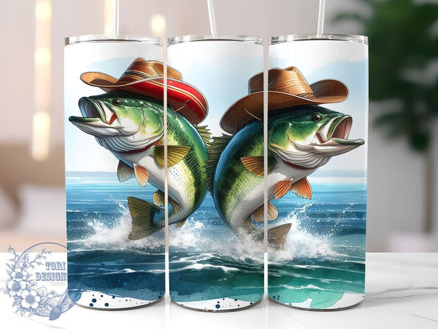 Bass Fish 20oz Skinny Tumbler, Fishing Tumbler Png, Straight & Tapered Tumbler Wrap, Instant Digital Download Sublimation ToriDesigns 