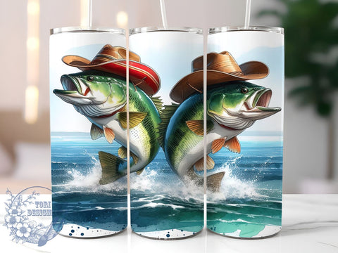 Bass Fish 20oz Skinny Tumbler, Fishing Tumbler Png, Straight & Tapered Tumbler Wrap, Instant Digital Download Sublimation ToriDesigns 