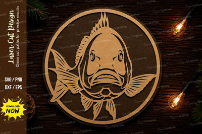 Bass Fish Circle Laser Cut SVG Design SVG Regulrcrative 