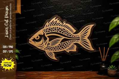 Bass Fish Laser Cut SVG Fishing Wall Art Design SVG Regulrcrative 