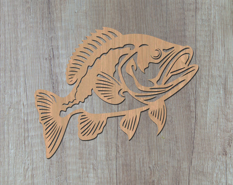 Bass fish Laser SVG Cut File, Bass fish Glowforge File, Bass fish DXF, Bass fish Wall Art SVG SVG HappyDesignStudio 