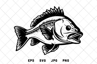 Bass Fish Mascot Graphics - JPG, SVG, PNG, EPS - Digital Download with Commercial License for Cricut, Silhouette, Scan N Cut Crafting SVG Loveleen Kaur 