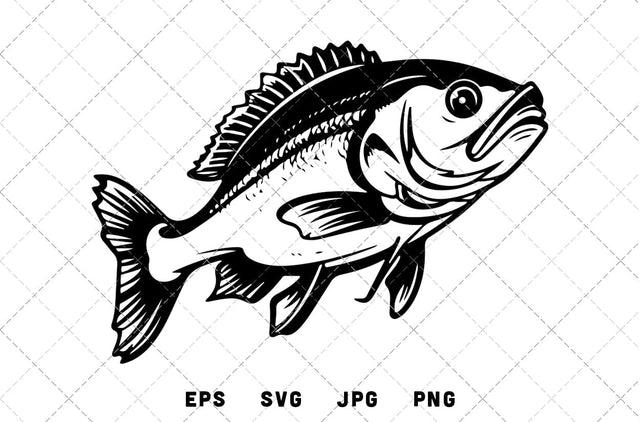 Bass Fish Mascot Graphics - JPG, SVG, PNG, EPS - Digital Download with Commercial License for Cricut, Silhouette, Scan N Cut Crafting SVG Loveleen Kaur 