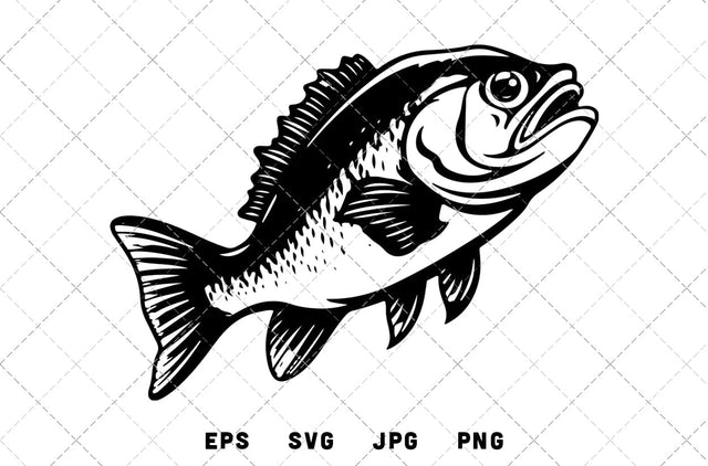 Bass Fish Mascot Graphics - JPG, SVG, PNG, EPS - Digital Download with Commercial License for Cricut, Silhouette, Scan N Cut Crafting SVG Loveleen Kaur 