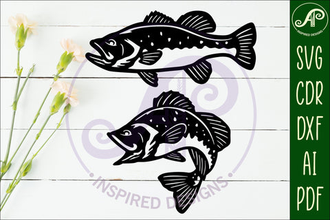 Bass fish Silhouette laser cut wall art SVG APInspireddesigns 